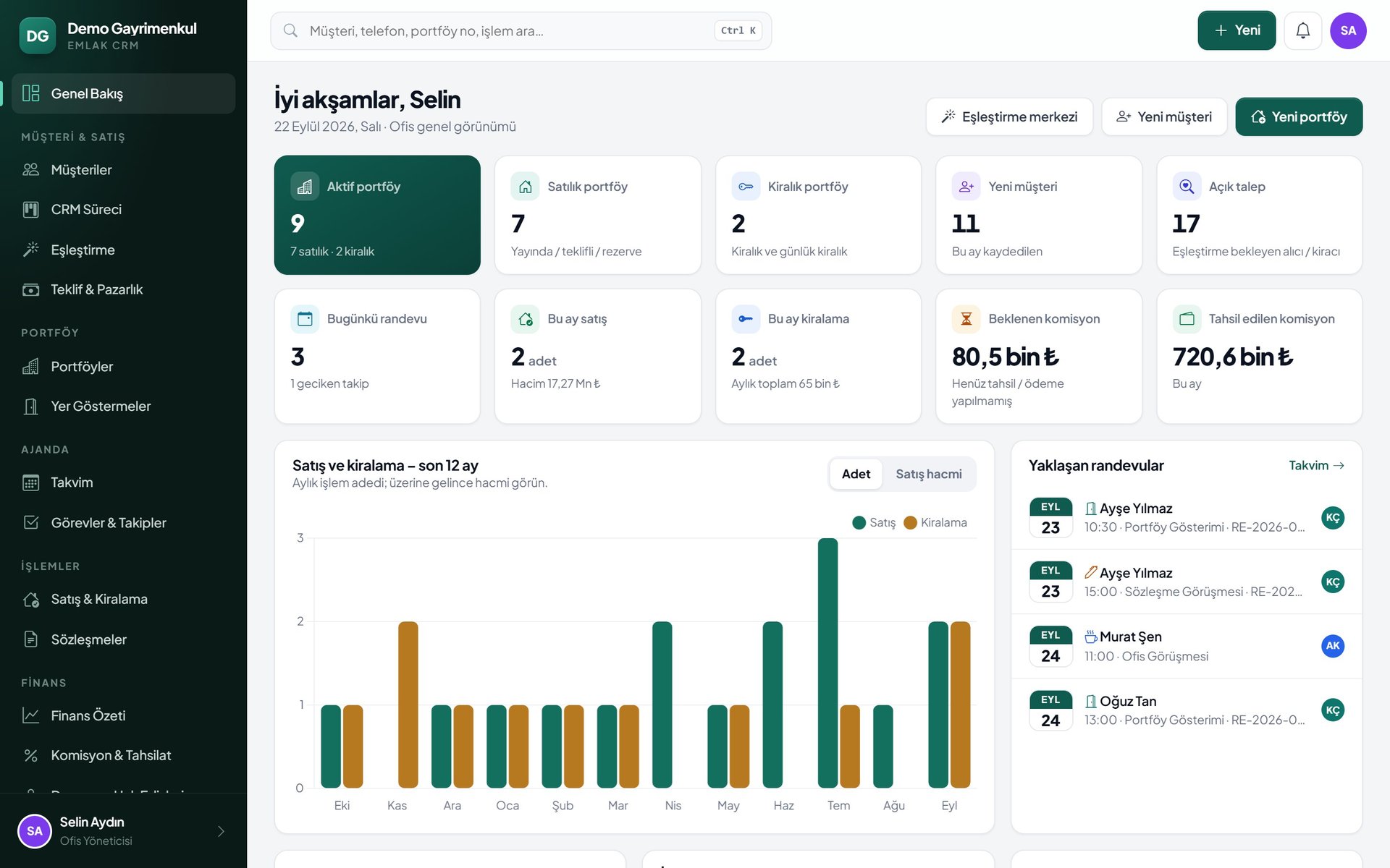 Maks Emlak Ofisi CRM ve Portföy Yönetim Programı ekranı