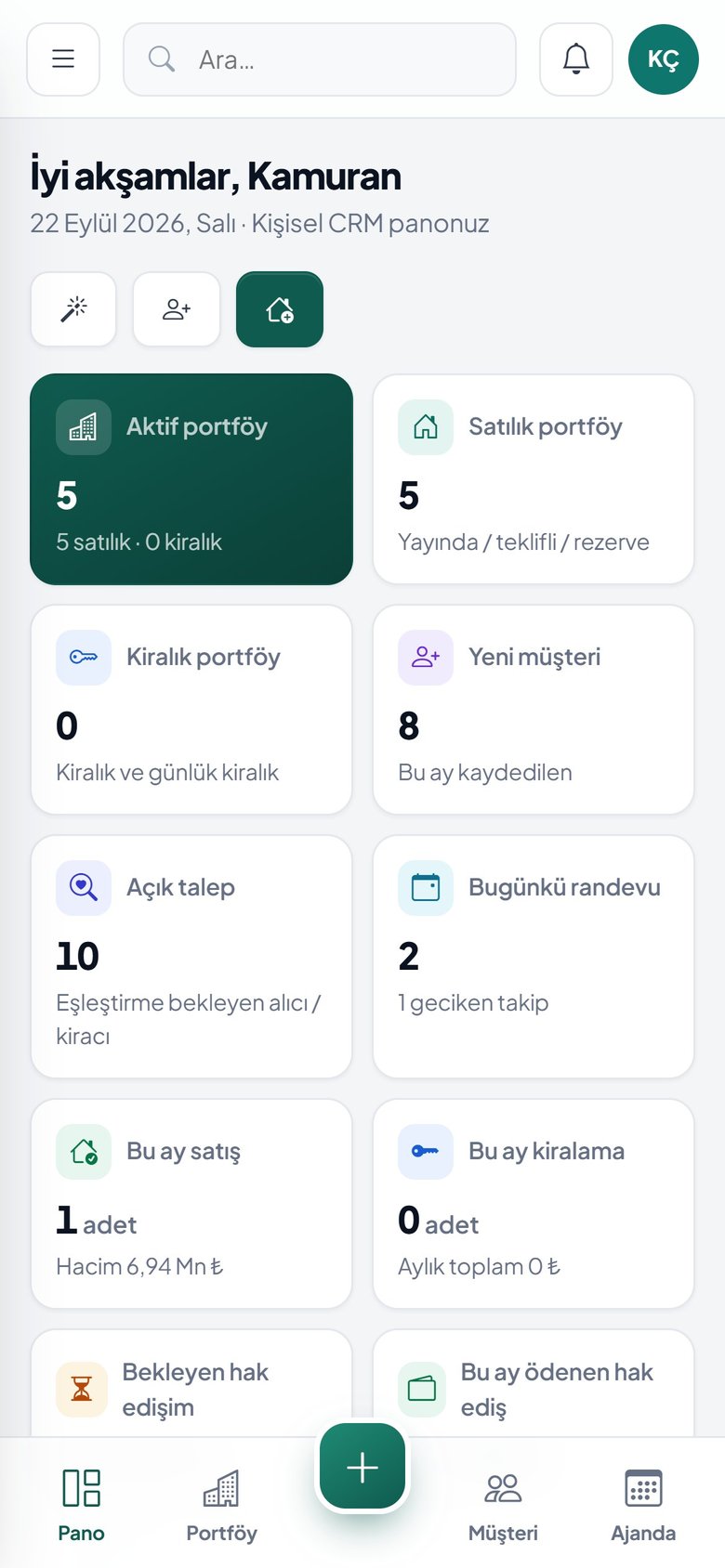 Maks Emlak Ofisi CRM ve Portföy Yönetim Programı mobil ekran