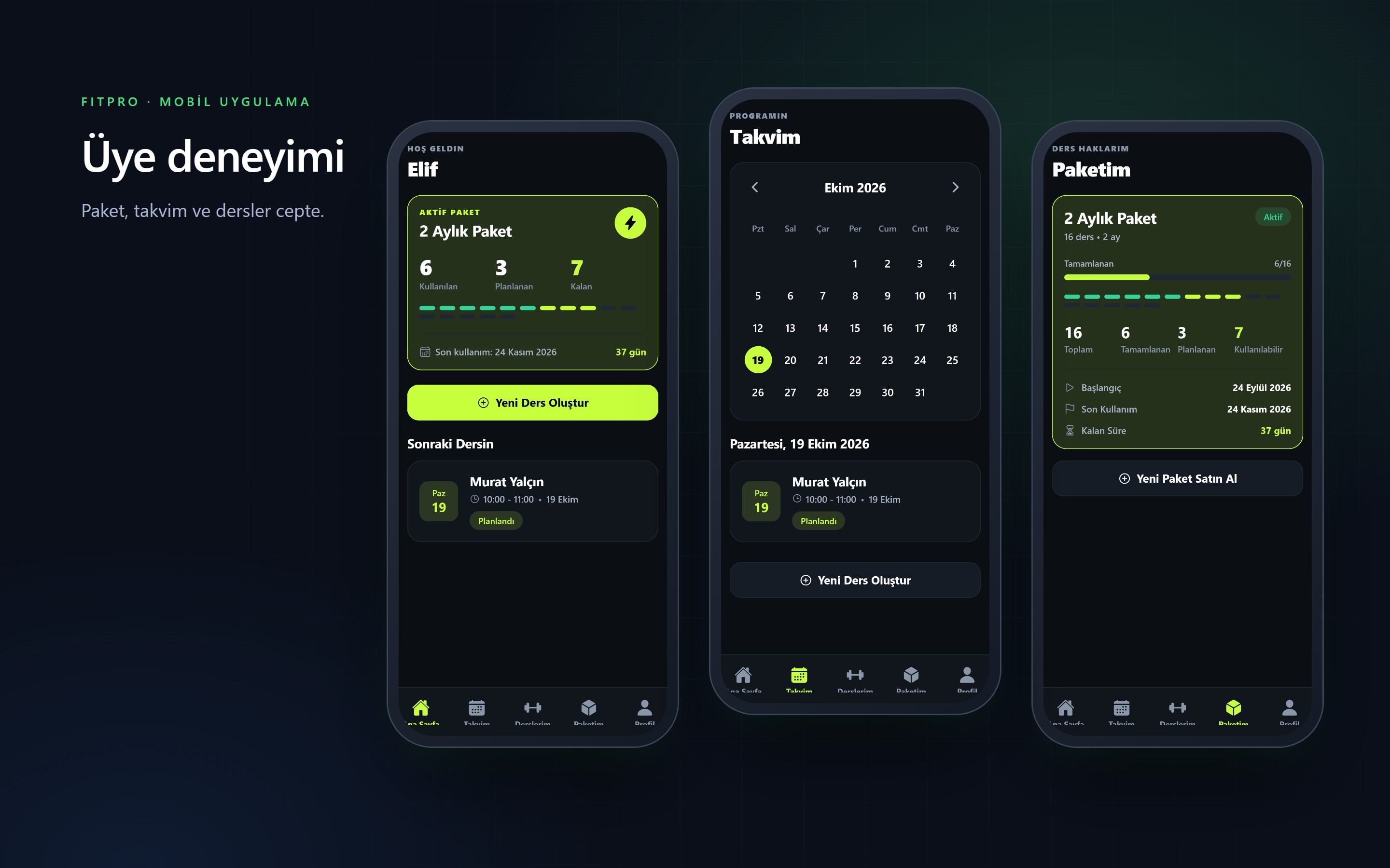 FitPro Ders Rezervasyon Sistemi ekran görüntüsü
