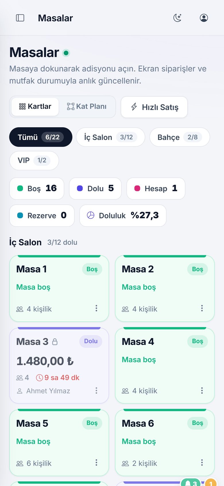 Maks Restoran ve Kafe Adisyon Programı mobil ekran